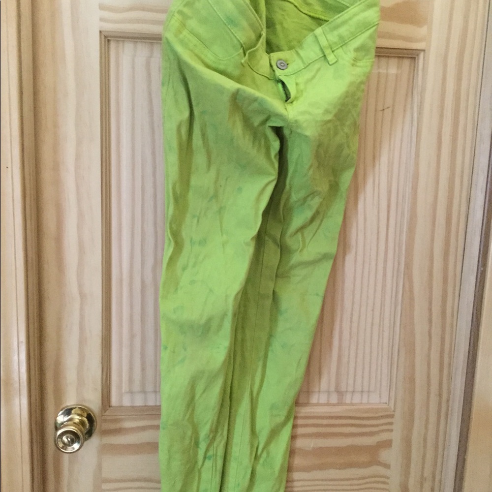 Tiedied green skinny jeans